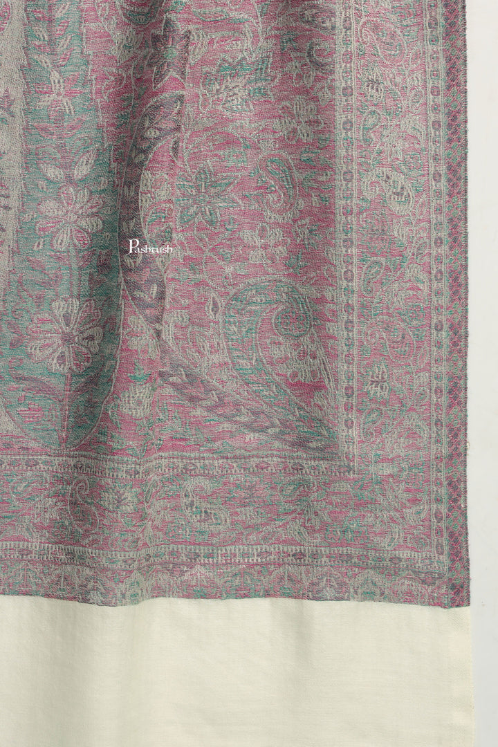 Pashtush India Mens Scarves Stoles and Mufflers Pashtush Mens 100% Pure Wool With Woolmark Certificate Stole, Paisley Weave Design, Ivory