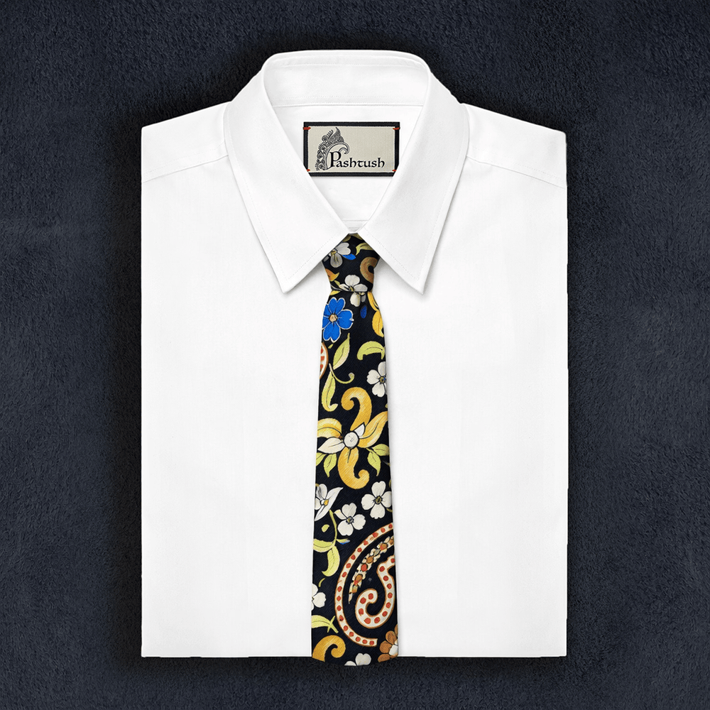 Pashtush India Mens Neckties Ties for Men Pashtush mens 100% Pure Wool with Woolmark Certificate tie, Printed design, Multicolour