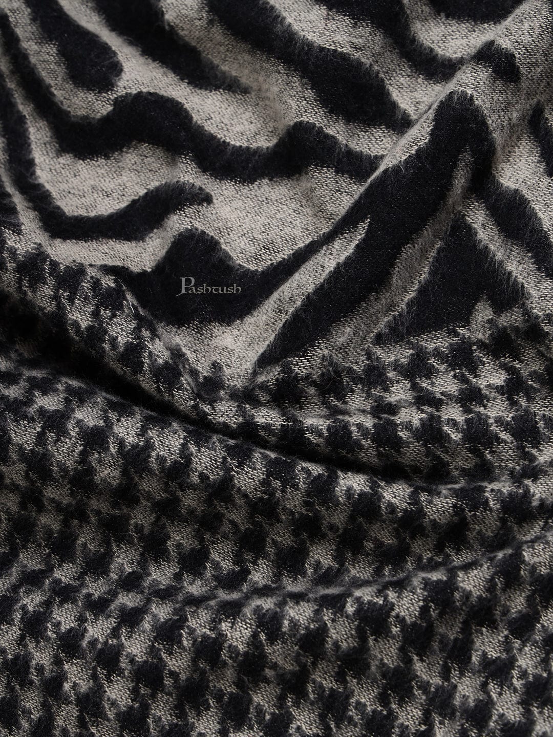 Pashtush India Mens Scarves Stoles and Mufflers Pashtush mens Acro Wool stole, Monotone Wild Stripes design, Black