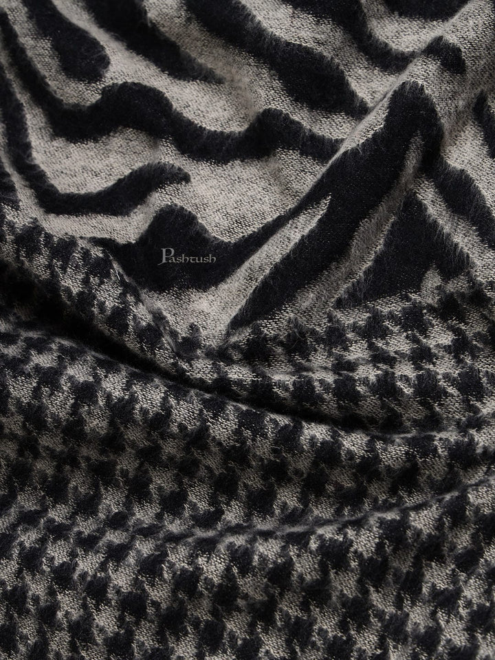 Pashtush India Mens Scarves Stoles and Mufflers Pashtush mens Acro Wool stole, Monotone Wild Stripes design, Black