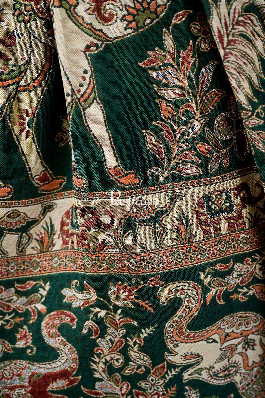 Pashtush India 70x200 Pashtush Mens Bamboo Reversible Muffler Tribal elephants