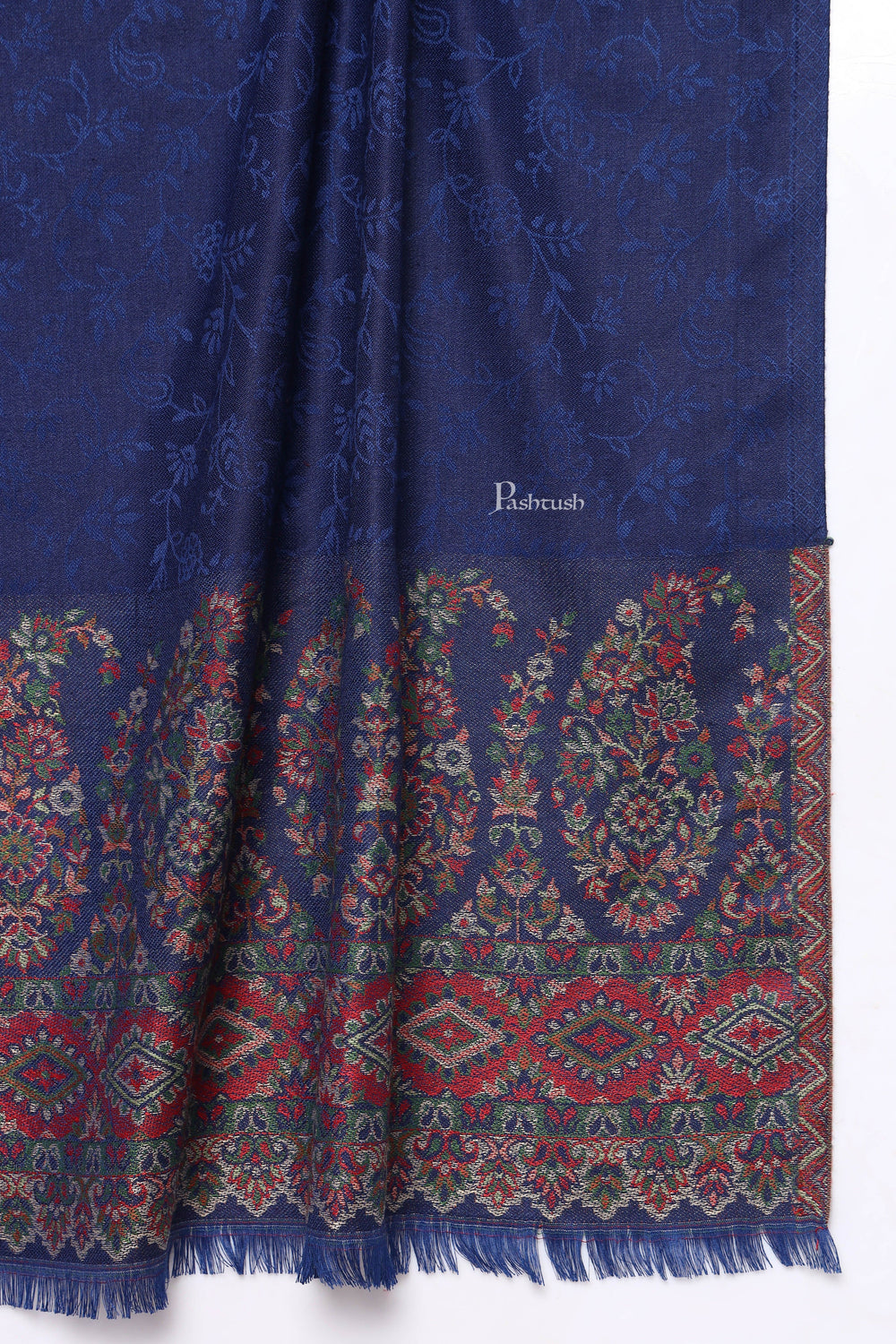 Pashtush India Mens Scarves Stoles and Mufflers Pashtush Mens Bamboo Stole, Ambi Palla Design, Blue