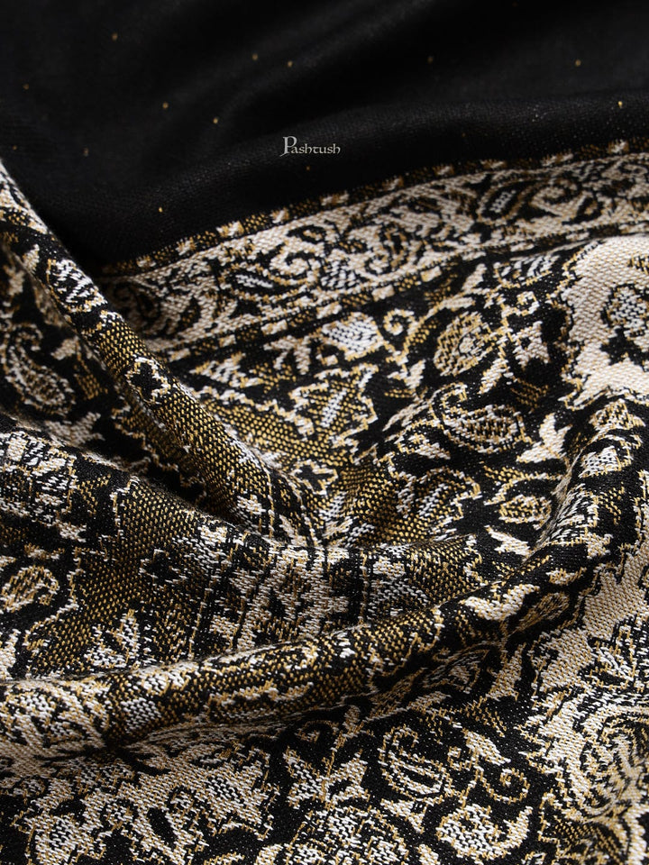 Pashtush India Mens Scarves Stoles and Mufflers Pashtush mens Bamboo stole, jacquard design, Black