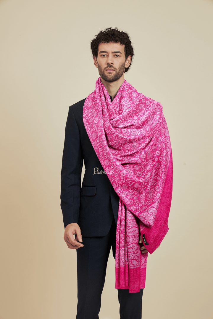 Pashtush India Mens scarf and Stoles Pashtush Mens Bamboo Stole, Pasiley Weave Design, Majenta