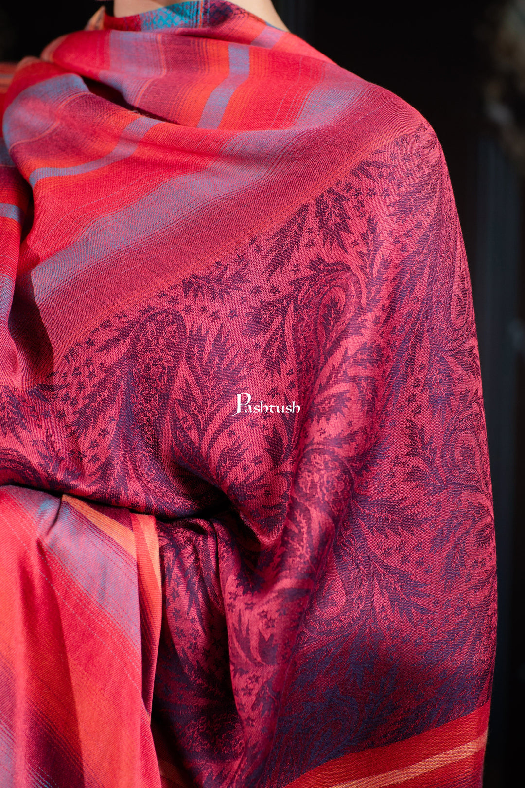 Pashtush India womens scarf and Stoles Pashtush Mens Bamboo Stole, Woven Stripes  Design, Multicolour