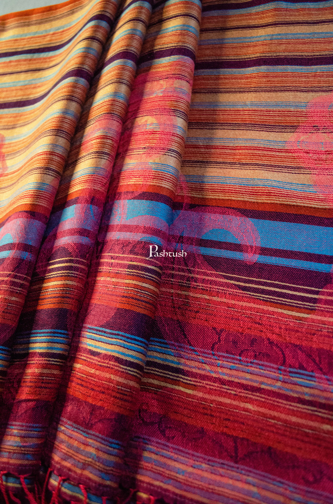 Pashtush India Mens scarf and Stoles Pashtush Mens Bamboo Striped Stole, Multicolour