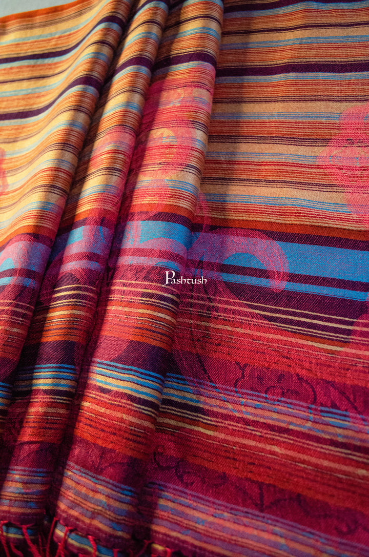 Pashtush India Mens scarf and Stoles Pashtush Mens Bamboo Striped Stole, Multicolour