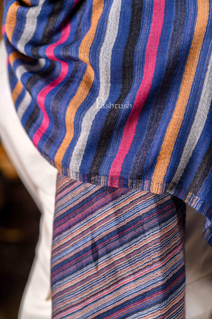 Pashtush India 70x200 Pashtush Mens Cashmere and Wool Blended Scarf, with Fluro-Neon Stripes