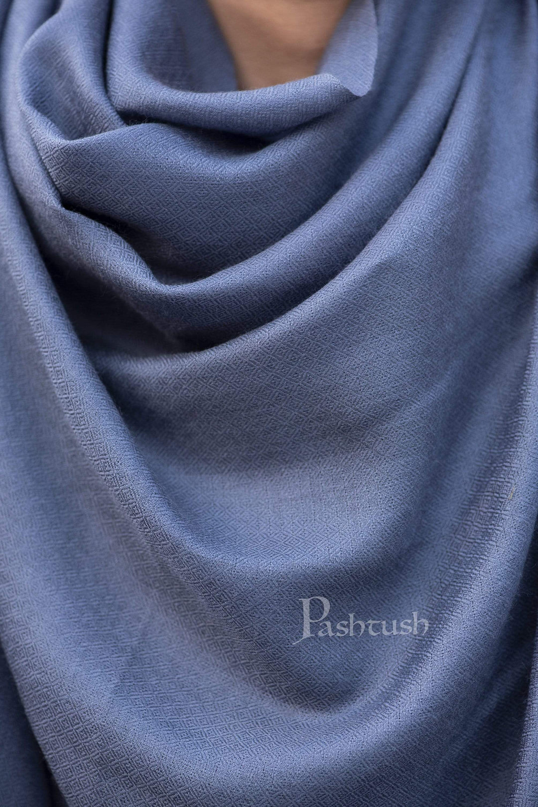 Pashtush India 70x200 Pashtush Womens Cashmere &amp; Wool Scarf, Bul-bul Weave, Yale Blue