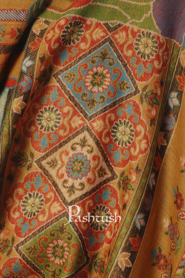 Pashtush India 100x200 Pashtush Mens Darbar Stole, With Woven Kaani,  Pure Wool, Woolmark Certified