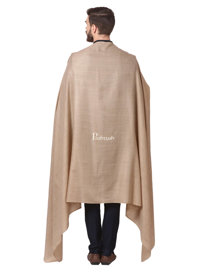 Pashtush India Mens Shawls Gents Shawl Pashtush Mens Diamond Weave Shawl, Fine Wool Medium Size, taupe
