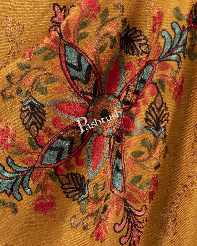 Pashtush Shawl Store Stole Pashtush Mens Embroidered Ethnic Stole, Pure Wool