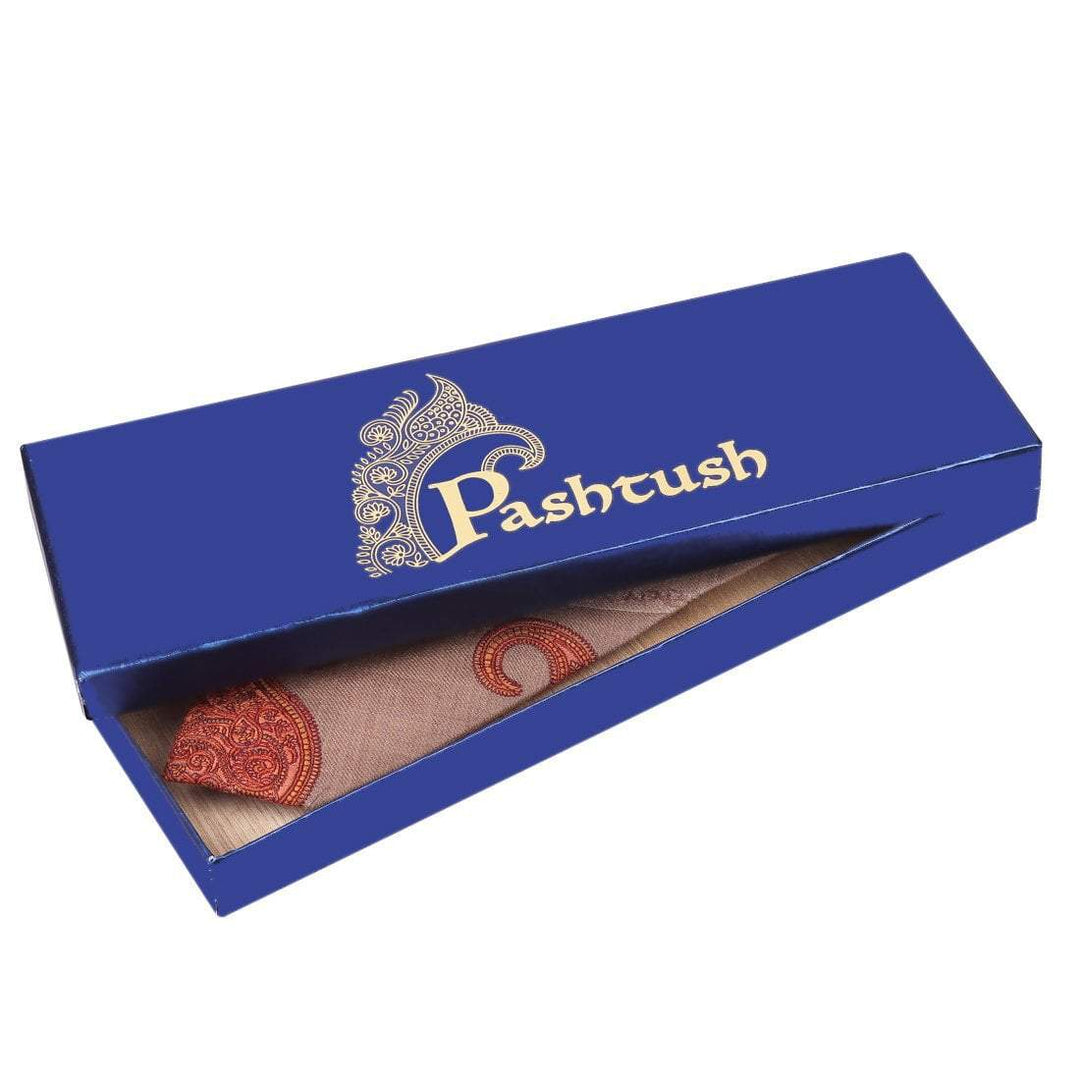 Pashtush Shawl Store Tie Pashtush Mens Embroidered Necktie, Extra Fine Pashmna and Wool, Paisley Design, Free Size
