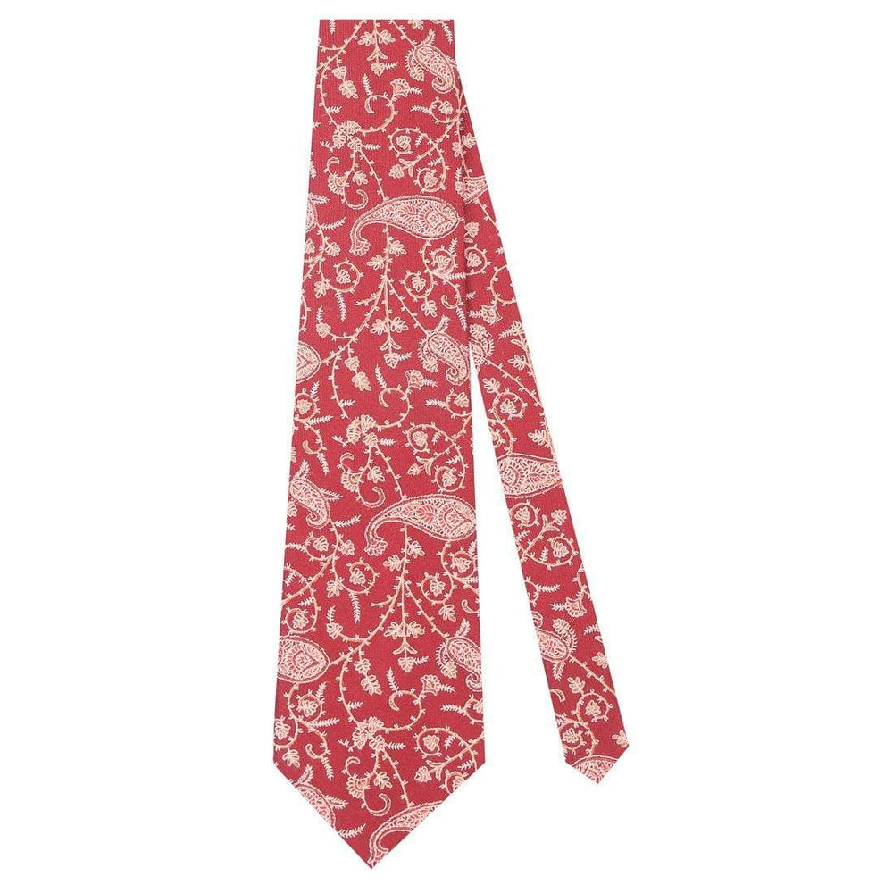 Pashtush Shawl Store Tie Pashtush Mens Embroidered Necktie, Pashmina and Wool, Paisley Design, Free Size, Mersin Maroon