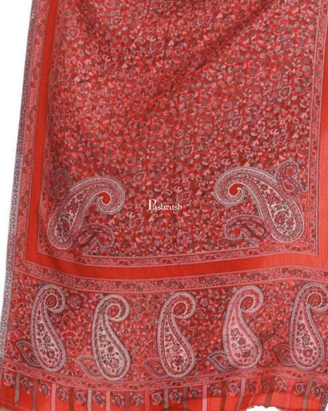 Pashtush India Mens Scarves Stoles and Mufflers Pashtush Mens Ethnic Fine Extra Soft Stole (70 X 200 Cm ) Red