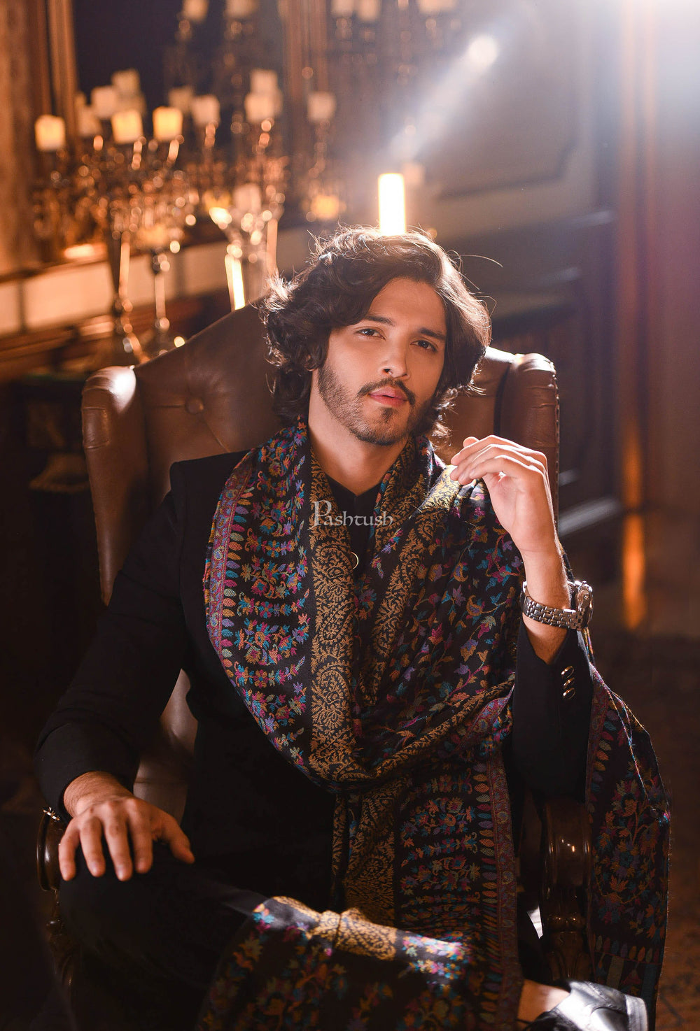Pashtush India Mens Shawls Gents Shawl Pashtush Mens Ethnic Shawl, Mens Lohi , Full Size, Fine Wool