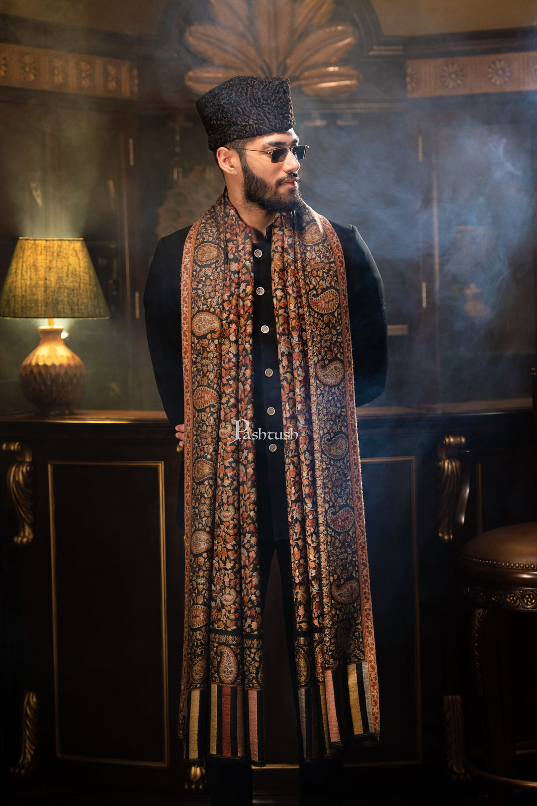 Pashtush India Mens Shawls Gents Shawl Pashtush Mens Ethnic Shawl, Mens Lohi , Full Size, Fine Wool