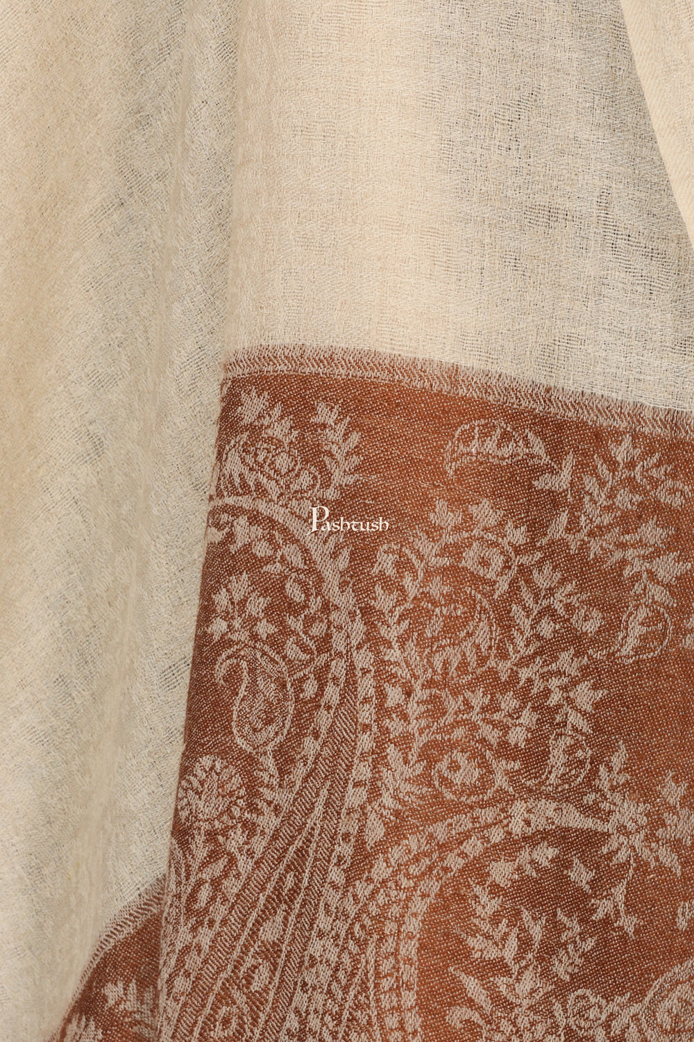 Pashtush India Mens Scarves Stoles and Mufflers Pashtush Mens Extra Fine Wool Jacquard Stole, Beige