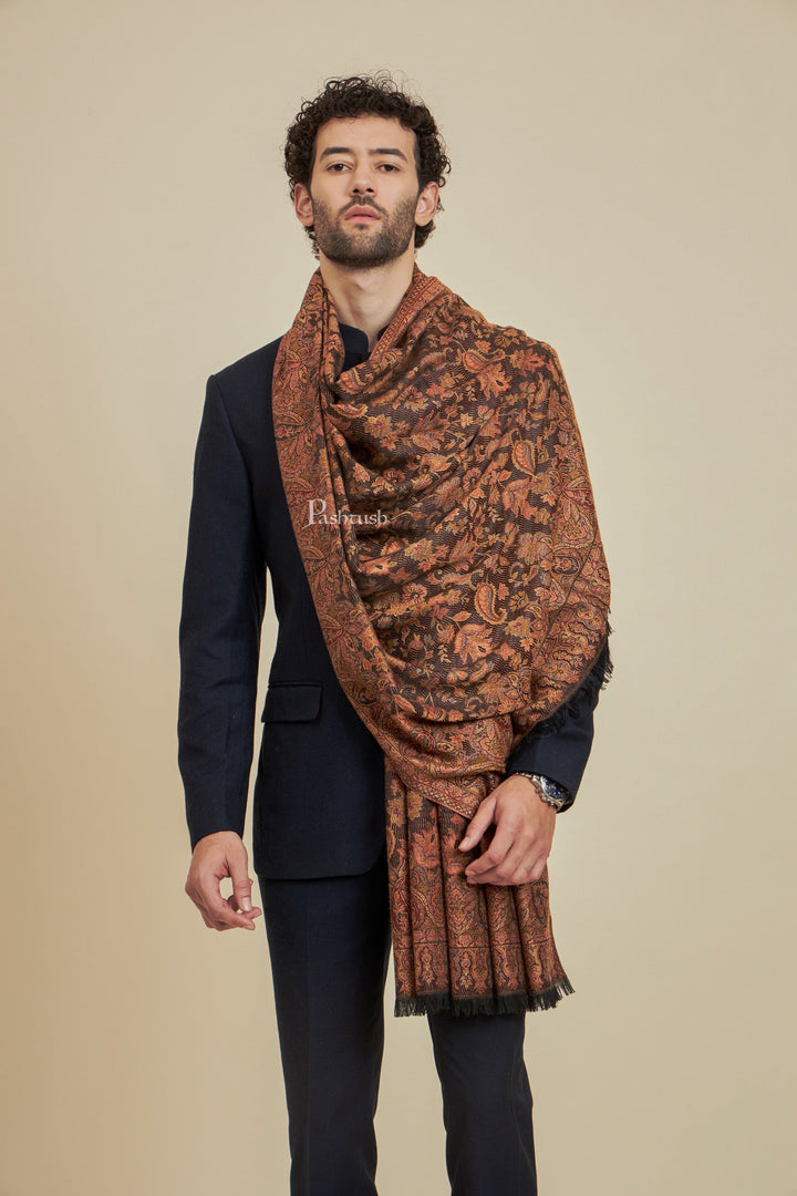 Pashtush India Mens Scarves Stoles and Mufflers Pashtush Mens Faux Pashmina Stole,  Design, Black