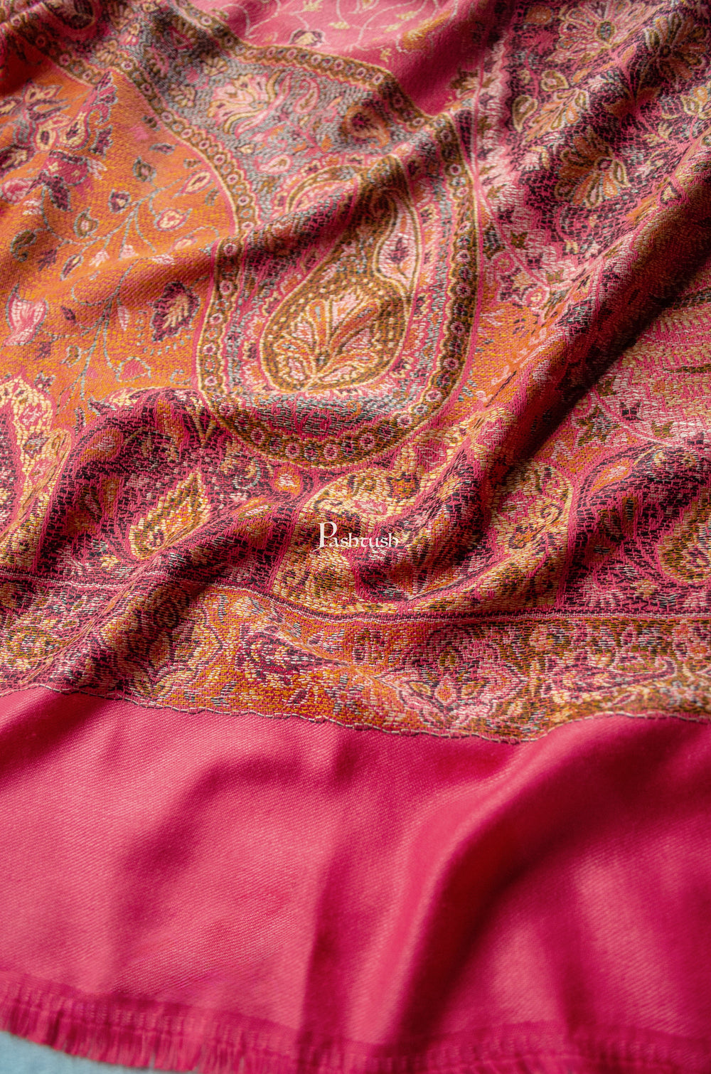 Pashtush India Mens Stoles and Scarves Scarf Pashtush Mens Faux Pashmina Stole, Design, Dark Pink