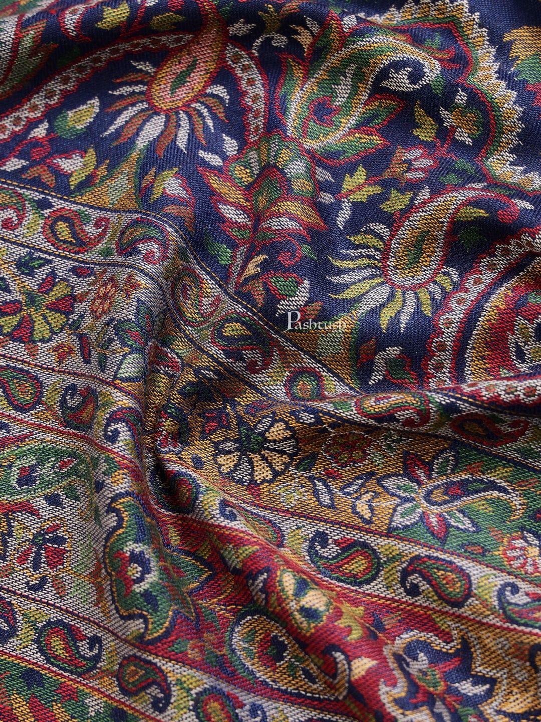 Pashtush India Mens Scarves Stoles and Mufflers Pashtush mens faux pashmina stole, ethnic weave design, Navy Blue