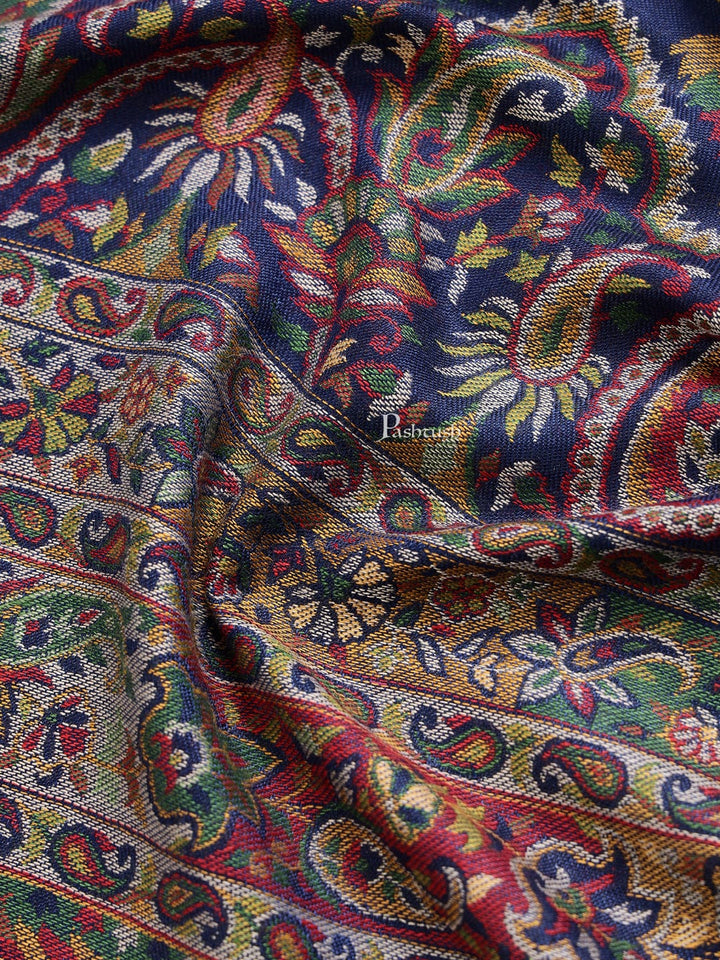Pashtush India Mens Scarves Stoles and Mufflers Pashtush mens faux pashmina stole, ethnic weave design, Navy Blue