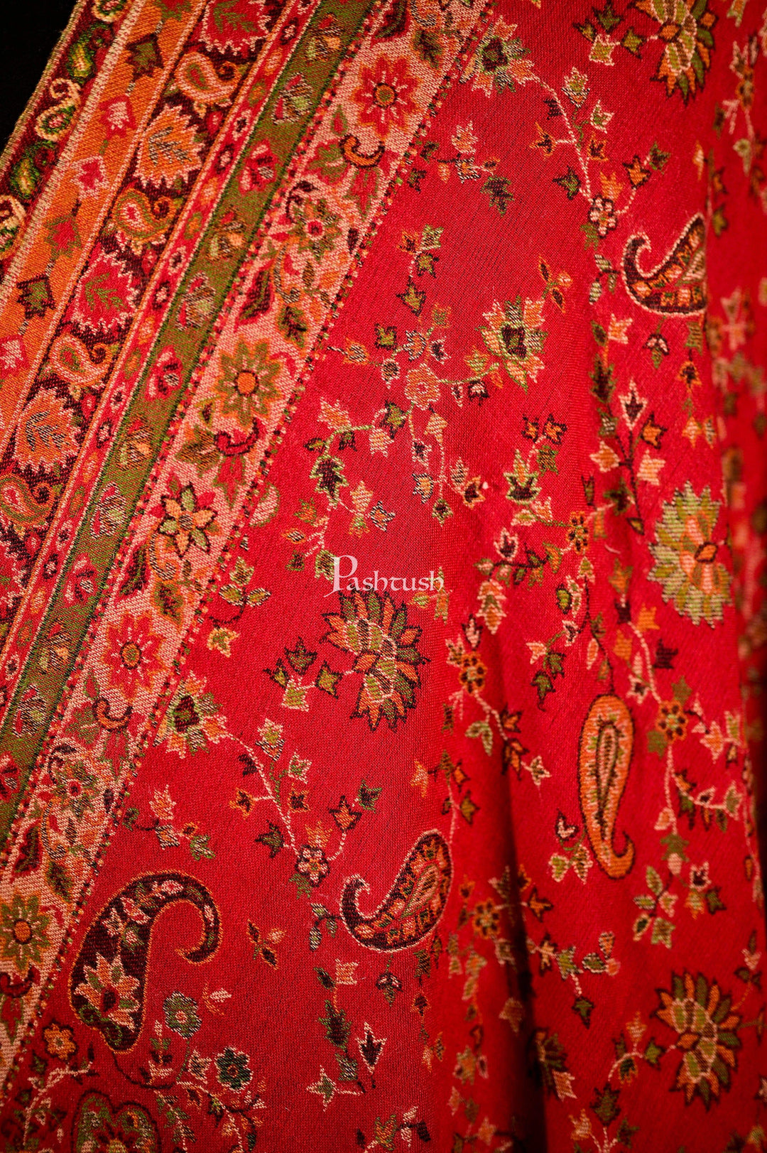 Pashtush India 100x200 Pashtush Mens Faux Pashmina Woven Design Kaani Shawl, Red