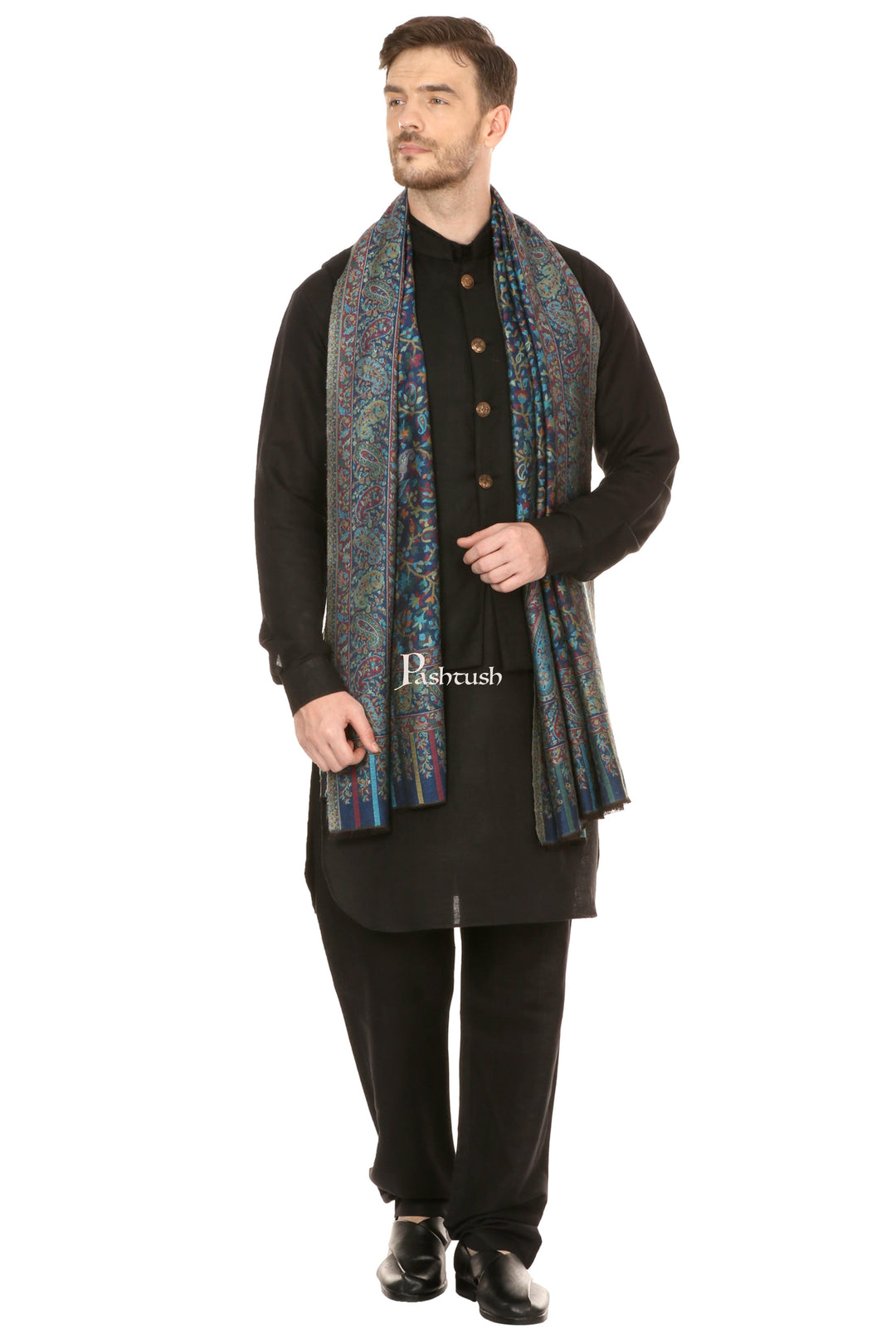 Pashtush India Mens Scarves Stoles and Mufflers Pashtush Mens Fine Soft Ethnic Stole