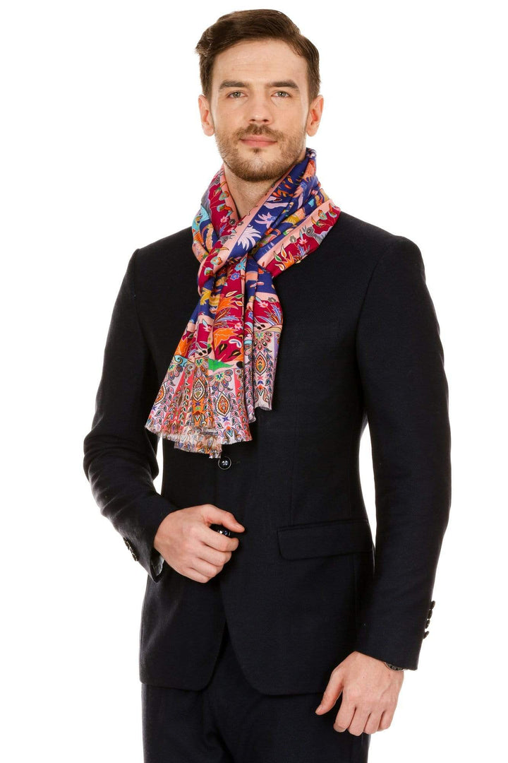 Pashtush India Stole Pashtush Mens fine Soft Ethnic Stole - Blue