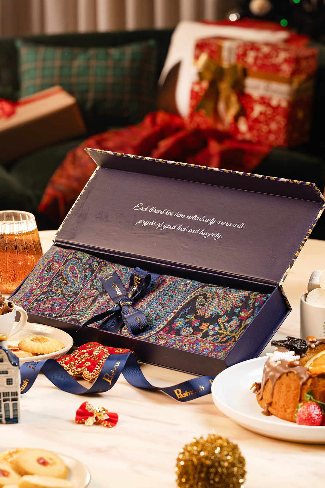 Pashtush India Gift Pack Pashtush Mens Fine Soft Ethnic Stole Multi Blue