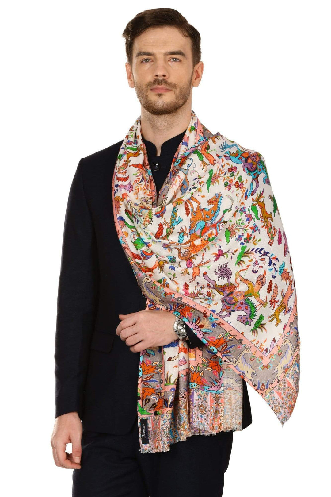 Pashtush India Gift Pack Pashtush Mens Fine Soft Ethnic Stole - Multi Color