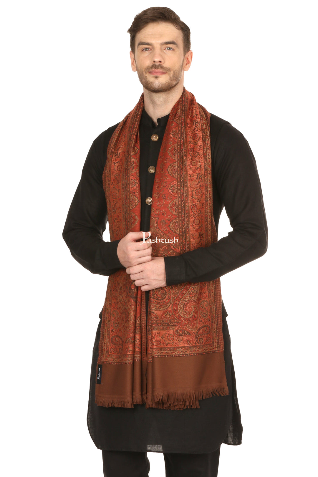 Pashtush India Mens Scarves Stoles and Mufflers Pashtush Mens Fine Soft Ethnic Stole Stole