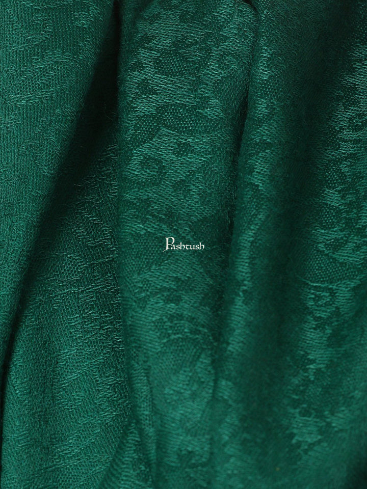 Pashtush India Mens Scarves Stoles and Mufflers Pashtush Mens Fine Wool Jacquard Muffler - Bottle Green