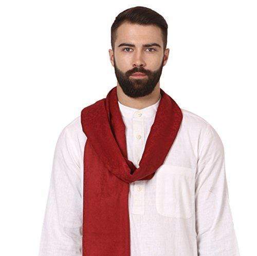Pashtush India 70x200 Pashtush Mens Fine Wool Jacquard Muffler, Maroon