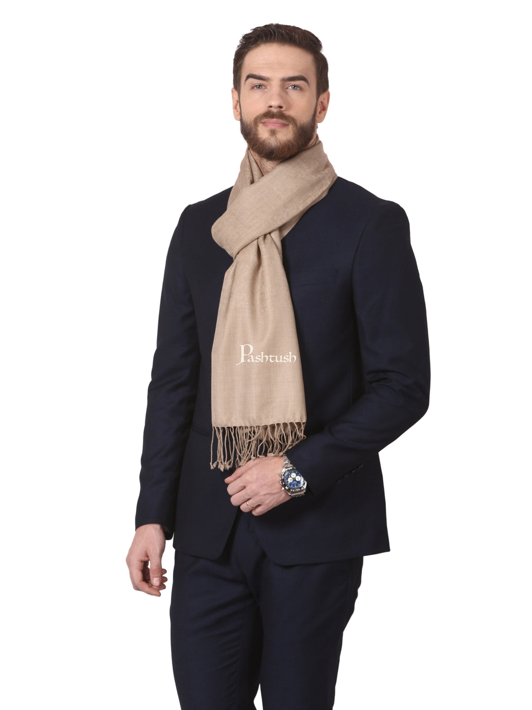 Pashtush Mens Fine Wool Jacquard Scarf, Sahara Pashtush Global Pashtush Mens Fine Wool Jacquard Scarf, Sahara Pashtush Global
