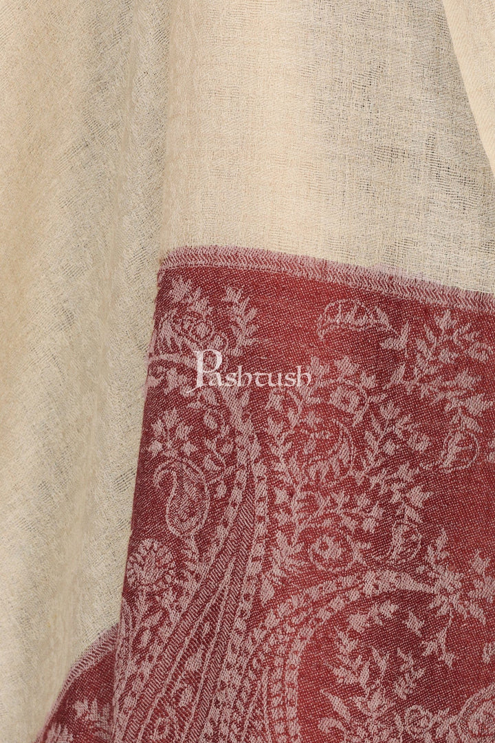 Pashtush India Mens Scarves Stoles and Mufflers Pashtush Mens Fine Wool Jacquard Stole, Beige