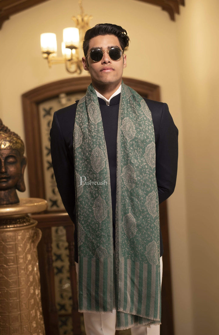 Pashtush India 70x200 Pashtush Mens Fine Wool Jacquard Stole, Maroon