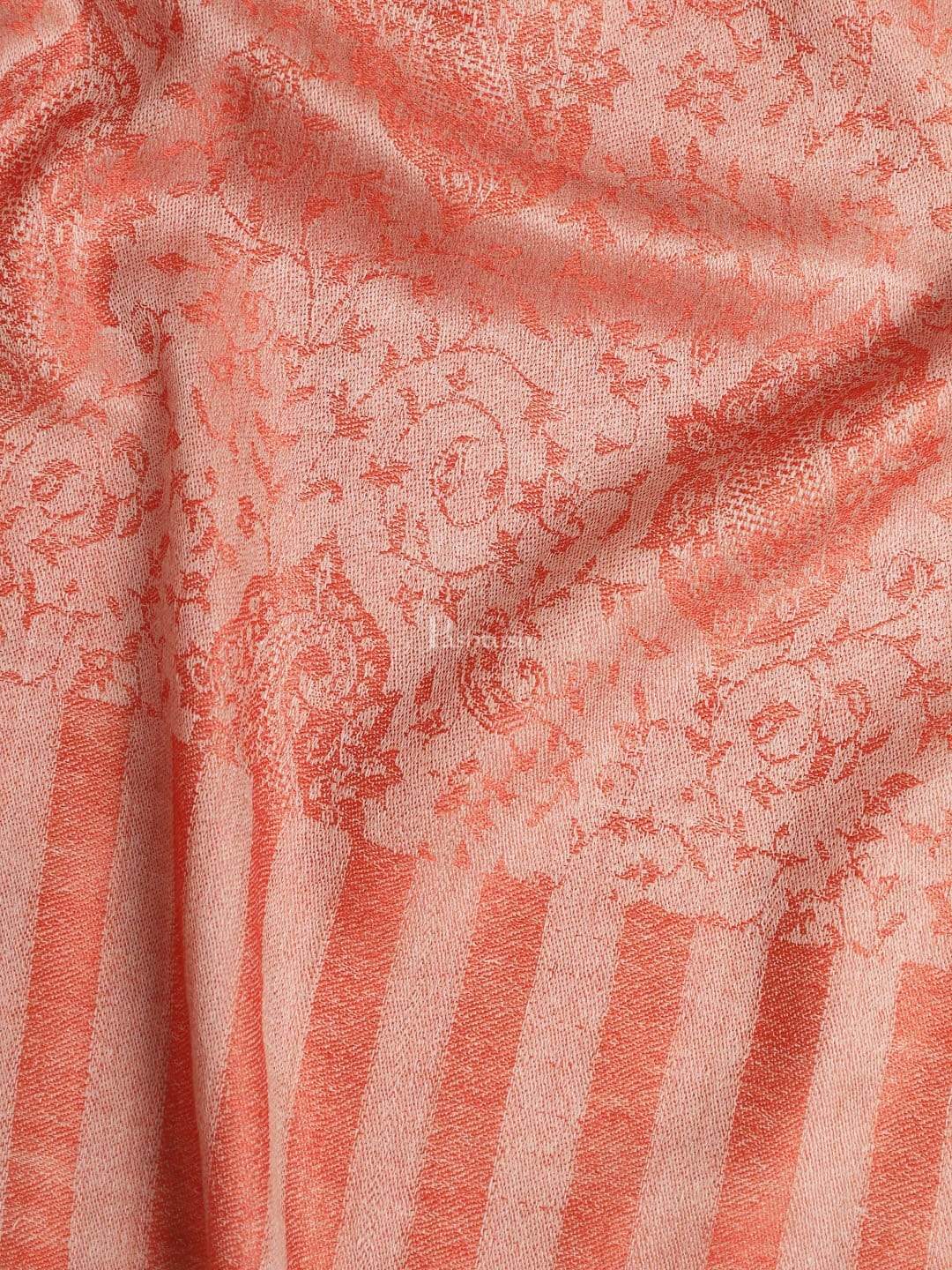 Pashtush India 70x200 Pashtush Mens Fine Wool Jacquard Stole, Bottle Peach