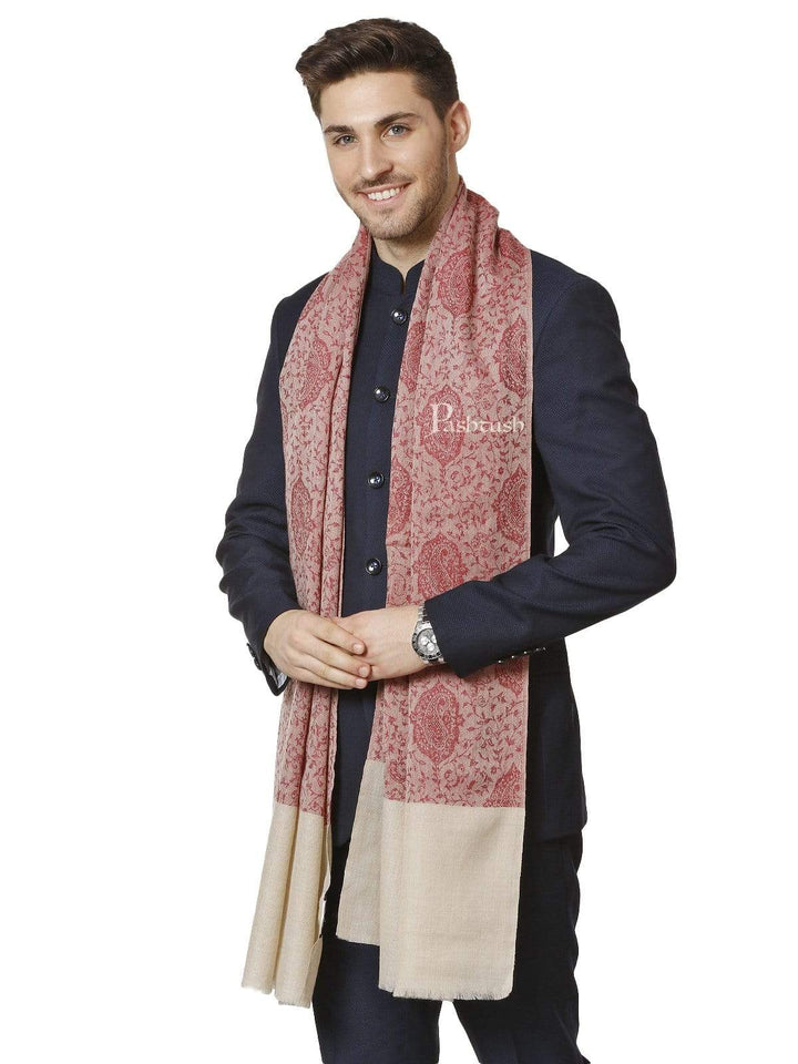Pashtush India 70x200 Pashtush Mens Fine Wool Luxury Stole, Soft and Warm