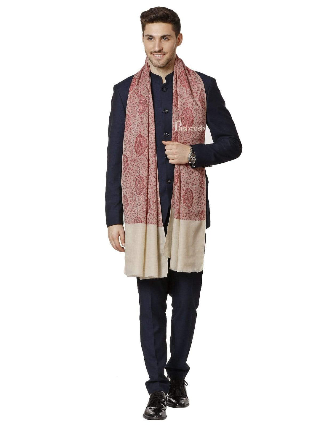 Pashtush India 70x200 Pashtush Mens Fine Wool Luxury Stole, Soft and Warm