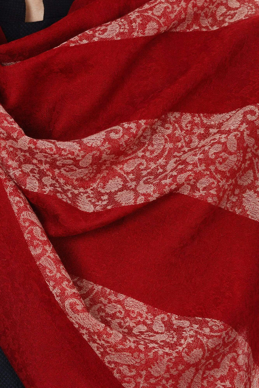 Pashtush Store Stole Pashtush Mens Fine Wool Reversible Muffler, Soft and Warm - Crimson