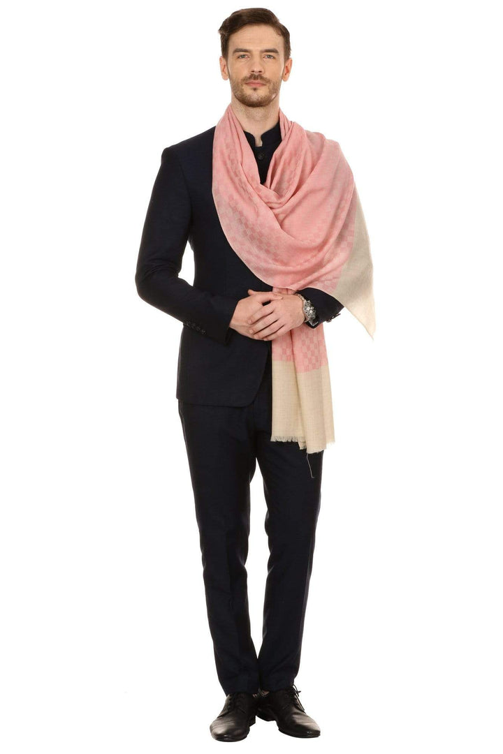 Pashtush India 70x200 Pashtush Mens Fine Wool Reversible Muffler, Soft and Warm - Pink