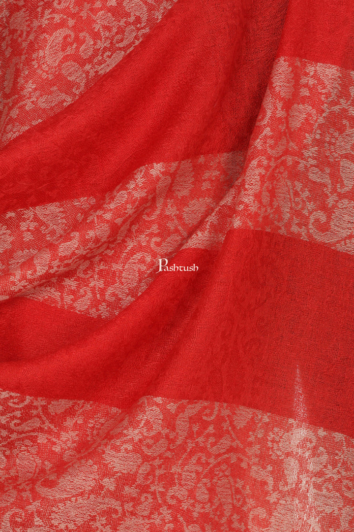 Pashtush India Mens Scarves Stoles and Mufflers Pashtush Mens Fine Wool Reversible Muffler, Soft And Warm - Red
