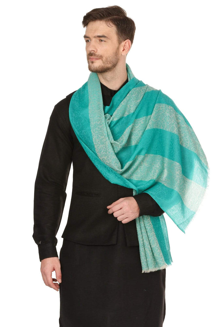 Pashtush Mens Fine Wool Reversible Muffler, Soft And Warm - Sea Green