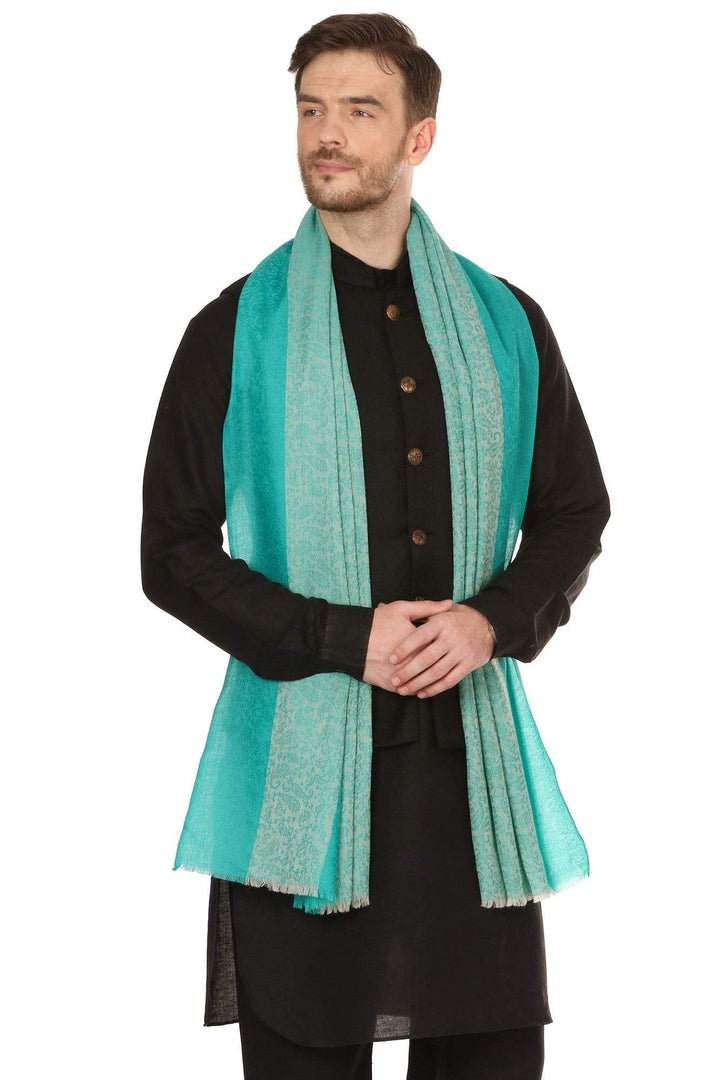 Pashtush Mens Fine Wool Reversible Muffler, Soft And Warm - Sea Green