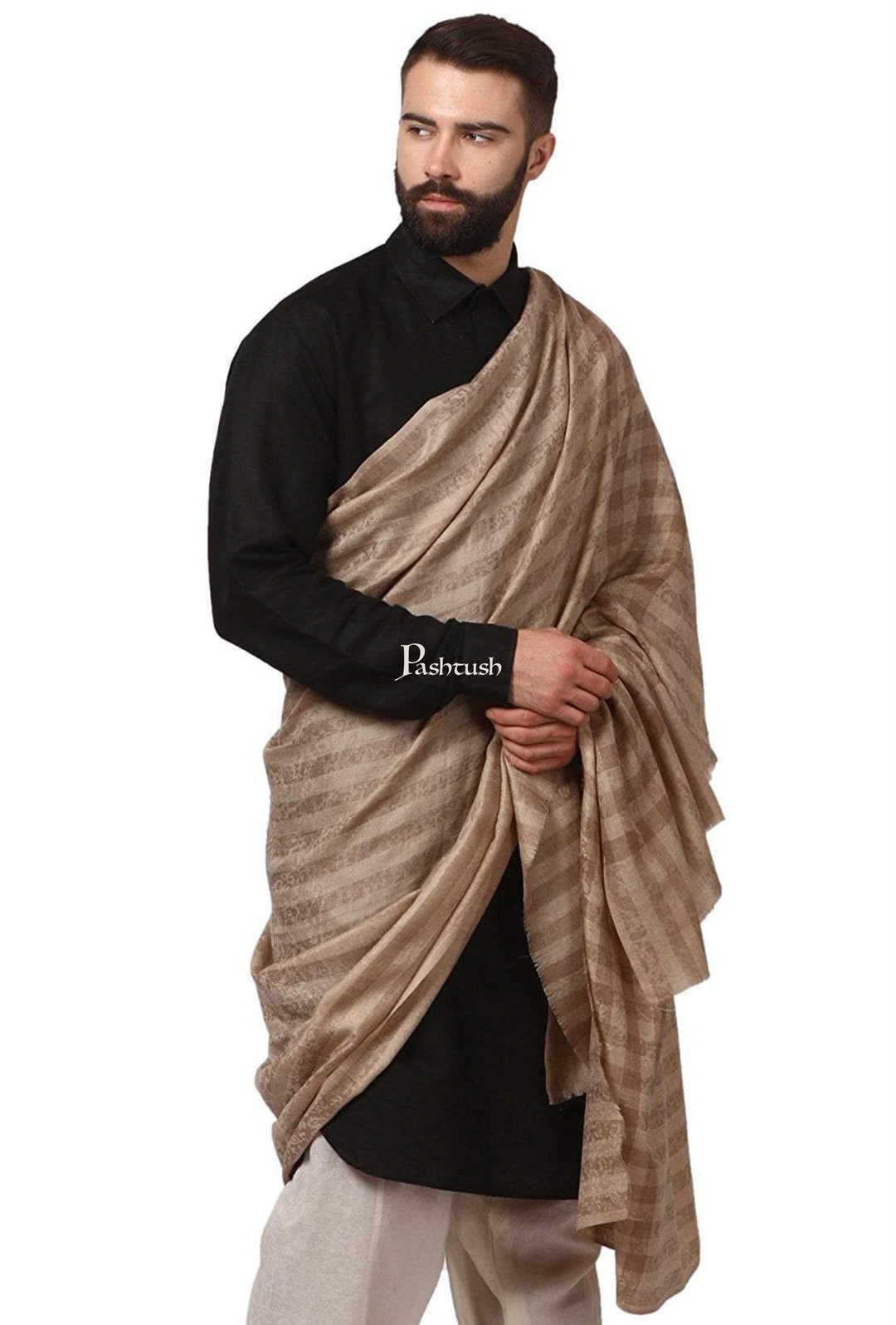 Pashtush India Mens Shawls Gents Shawl Pashtush Mens Fine Wool Shawl, Checks, Extra Soft And Warm