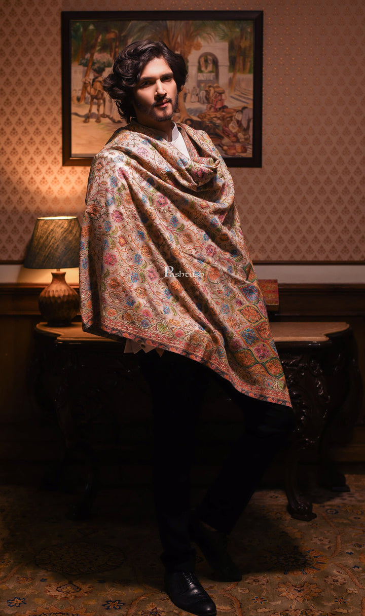 Pashtush India Womens Shawls Pashtush mens Fine Wool shawl, Kalamkari design, Mullticolour