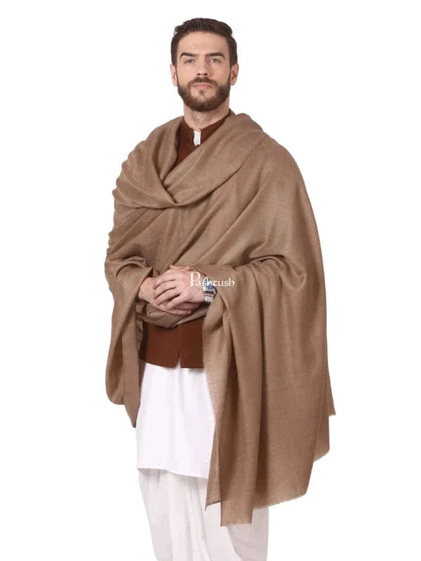 Pashtush India Mens Shawls Gents Shawl Pashtush Mens Fine Wool  Shawl , Light Weight, Taupe