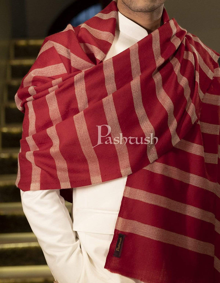 Pashtush India 70x200 Pashtush Mens Fine Wool Stole, Maroon