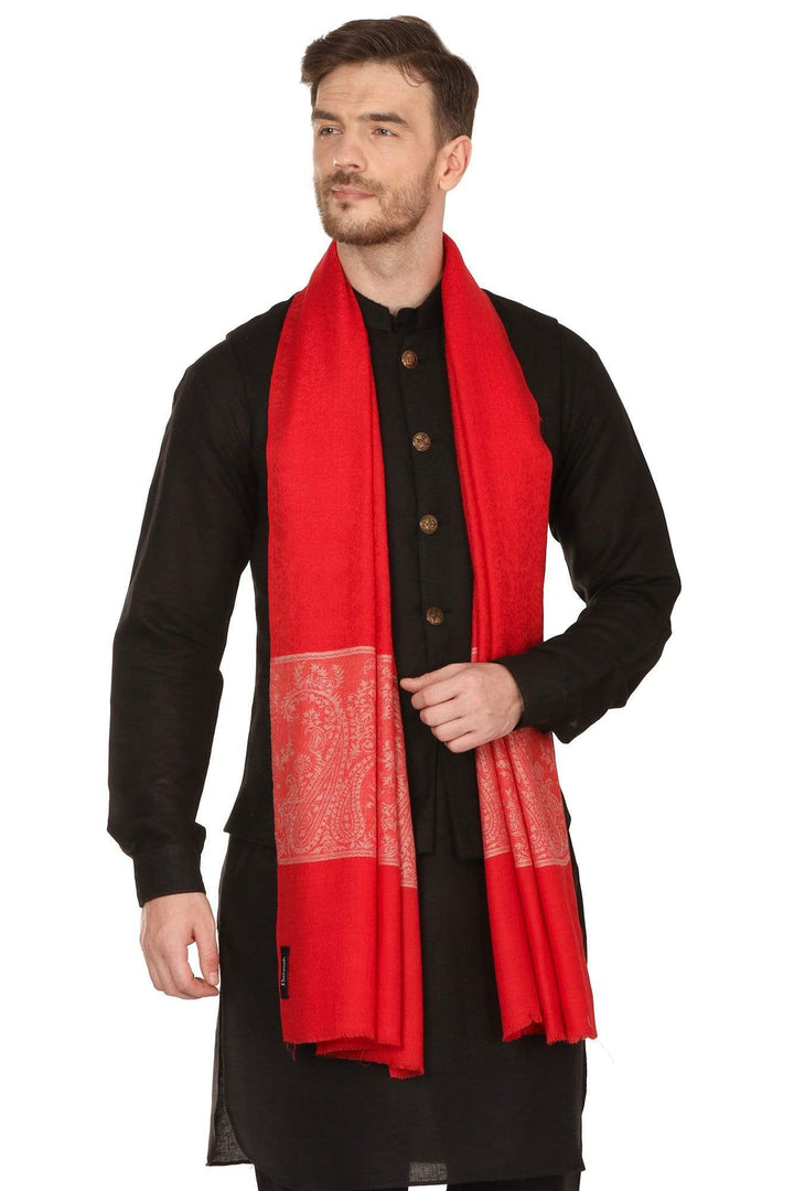 Pashtush India 70x200 Pashtush Mens Fine Wool Stole, Red